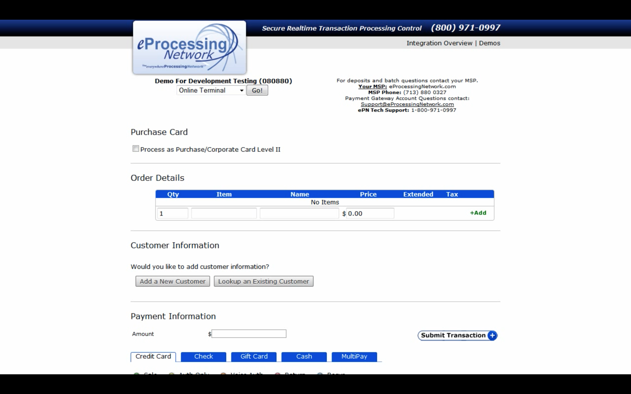 Online Terminal - New Customers